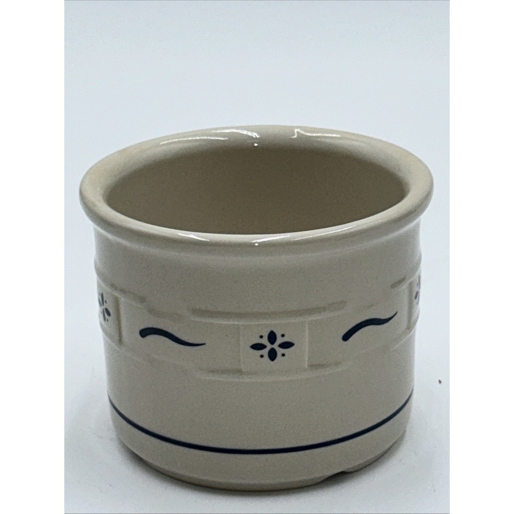 Longaberger Pottery 1 Pint Crock in Woven Traditions Classic Blue Made In USA